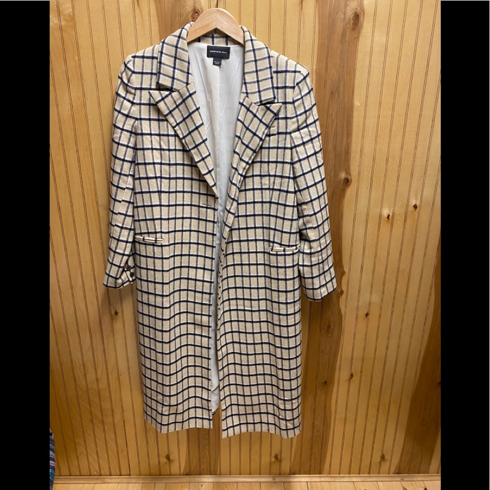 SomethingNavy SingleBreasted Plaid Wool Blend Coat
